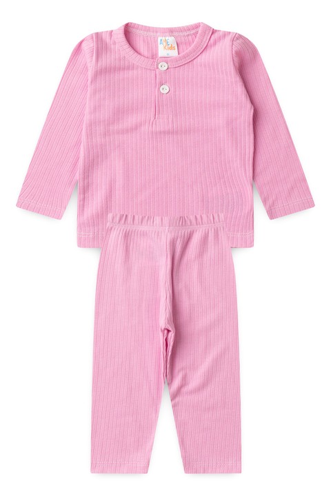Conjunto Blusa Manga Longa Botões e Calça - Rosa - Ame Kids