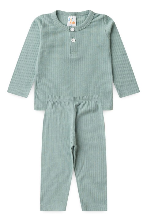 Conjunto Blusa Manga Longa Botões e Calça - Verde Jade - Ame Kids