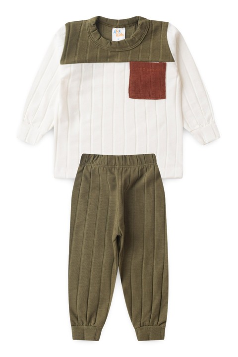 Conjunto Blusa Manga Longa Tricolor e Calça - Verde - Ame Kids