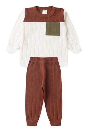 Conjunto Blusa Manga Longa Tricolor e Calça - Avelã - Ame Kids