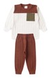 Conjunto Blusa Manga Longa Tricolor e Calça - Avelã - Ame Kids