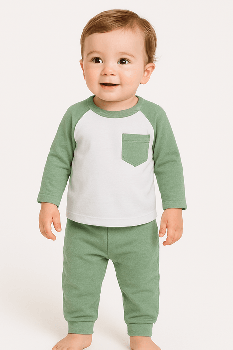 Conjunto Blusa Bolso Manga Longa e Calça - Verde - Ame Kids