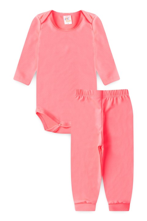 Conjunto Body e Calça Térmica - Rosa Neon - Ame Kids