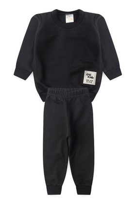 Conjunto Infantil Bebê Blusa Manga Longa e Calça Moletom - Preto - Ame Kids