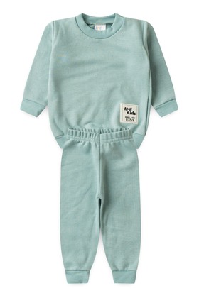Conjunto Infantil Bebê Blusa Manga Longa e Calça Moletom - Verde Jade - Ame Kids
