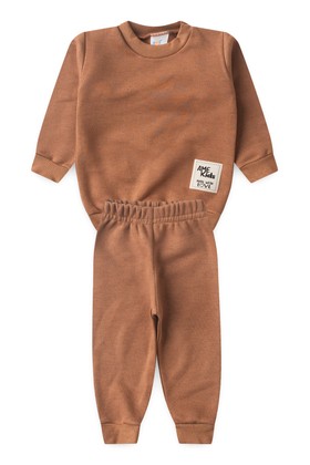 Conjunto Blusa Manga Longa e Calça Moletom - Avelã - Ame Kids