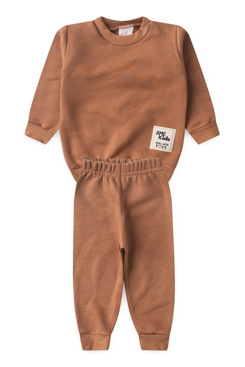 Conjunto Blusa Manga Longa e Calça Moletom - Avelã - Ame Kids