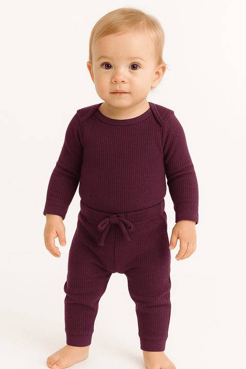 Conjunto Canelado Light Longo - Beringela - Ame Kids