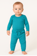 Conjunto Canelado Light Longo - Azul Ciano - Ame Kids