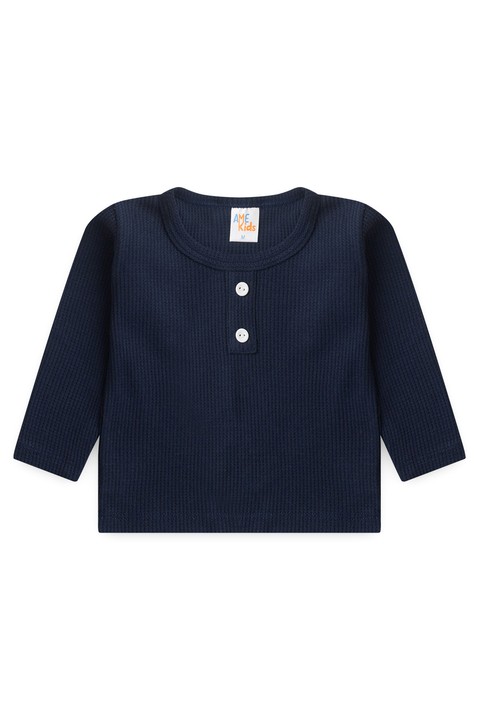 Conjunto Blusa Manga Longa e Calça Moscou - Azul Marinho - Ame Kids