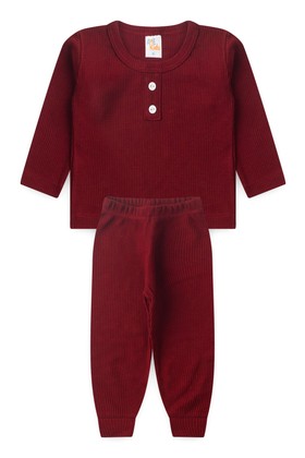 Conjunto Blusa Manga Longa e Calça Moscou - Bordô - Ame Kids