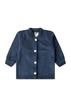 Conjunto Casaco  Manga Longa e  Calça Plush - Azul Marinho - Ame Kids