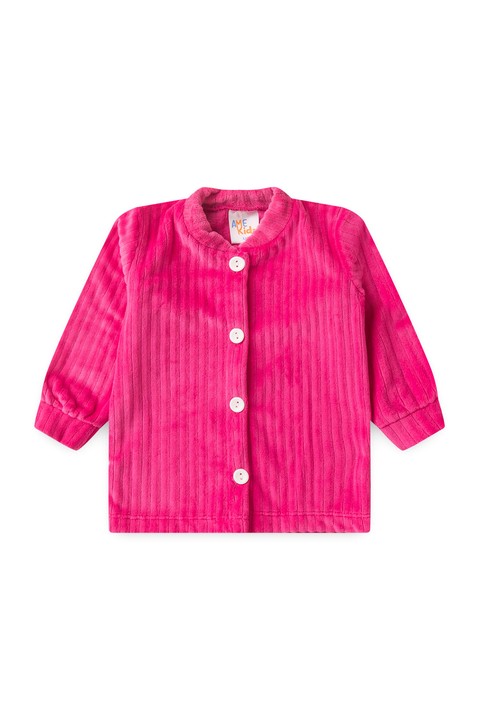 Conjunto Casaco  Manga Longa e  Calça Plush - Rosa - Ame Kids