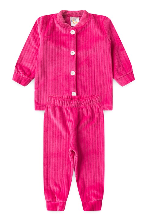 Conjunto Casaco  Manga Longa e  Calça Plush - Rosa - Ame Kids