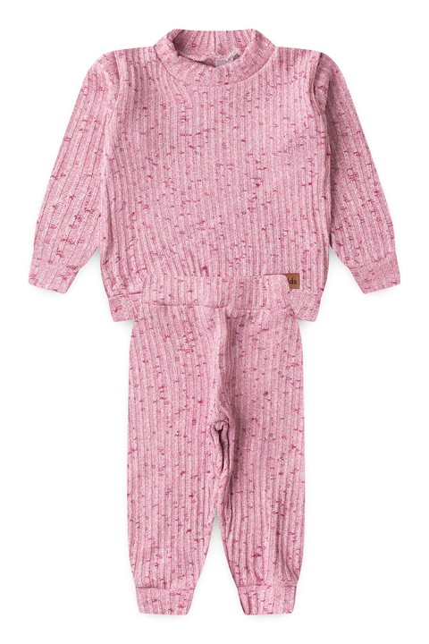Conjunto Blusa Manga Longa e Calça Brush - Rosa - Ame Kids