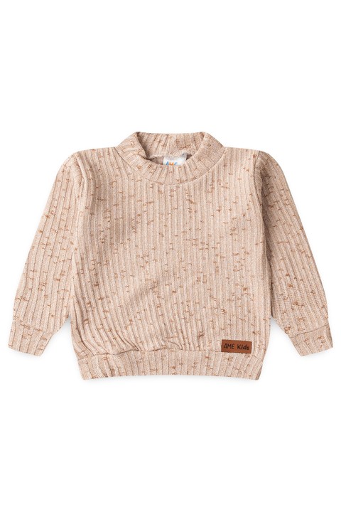 Conjunto Blusa Manga Longa e Calça Brush - Bege - Ame Kids