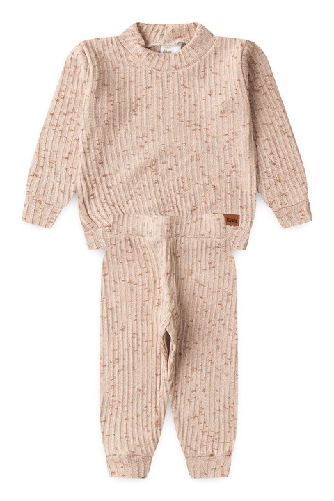 Conjunto Blusa Manga Longa e Calça Brush - Bege - Ame Kids