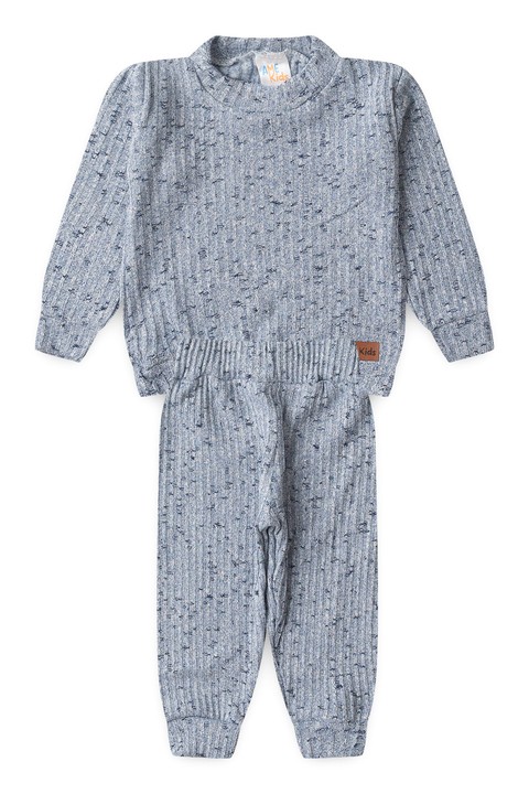 Conjunto Blusa Manga Longa e Calça Brush - Azul - Ame Kids