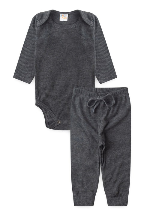 Conjunto Canelado Light Longo - Chumbo - Ame Kids