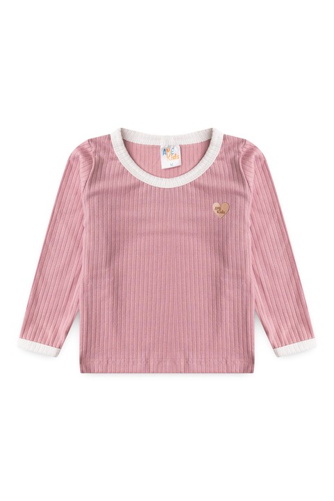 Conjunto Blusa Manga Longa Friso e Calça - Rosa - Ame Kids