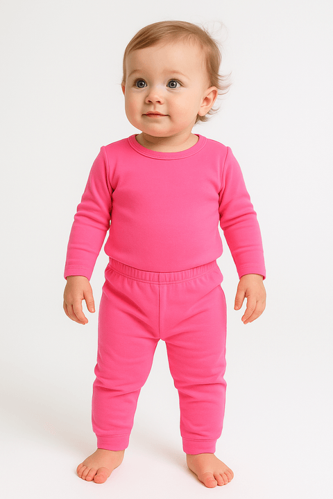 Conjunto Infatil Bebê Blusa e Calça Térmica - Rosa Neon - Ame Kids