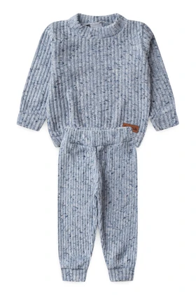 Conjunto Blusa Manga Longa e Calça Brush - Azul - Ame Kids