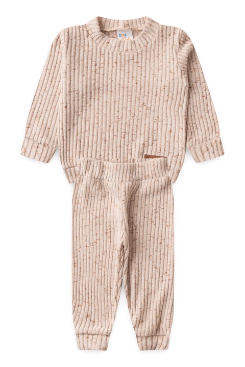 Conjunto Blusa Manga Longa e Calça Brush - Bege - Ame Kids