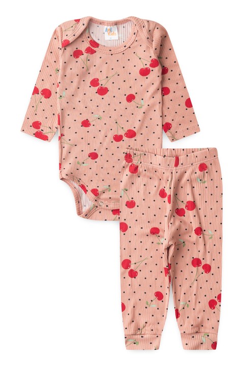 Conjunto Canelado Light Longo - Cereja Rosê - Ame Kids