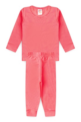 Conjunto Infatil Bebê Blusa e Calça Térmica - Rosa Neon - Ame Kids