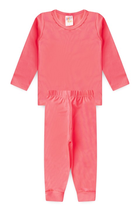 Conjunto Infatil Bebê Blusa e Calça Térmica - Rosa Neon - Ame Kids
