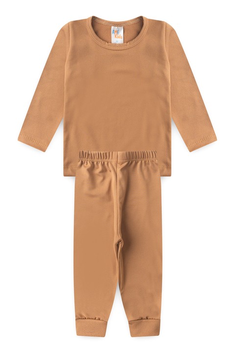 Conjunto Infatil Bebê Blusa e Calça Térmica - Caramelo - Ame Kids