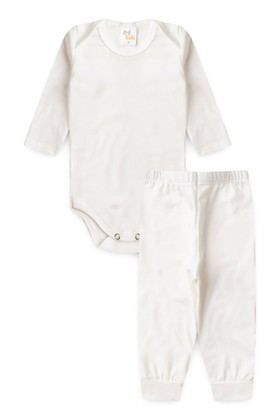 Conjunto Body e Calça Térmica - Off-White - Ame Kids