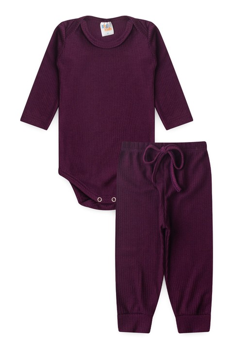 Conjunto Canelado Light Longo - Beringela - Ame Kids