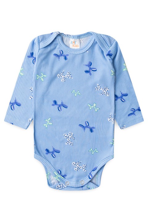Conjunto Canelado Light Longo - Balões Azul Bebê - Ame Kids