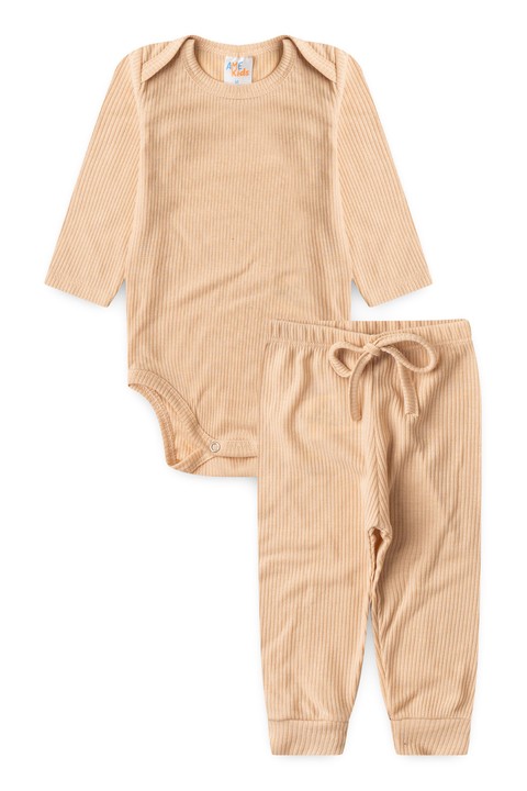 Conjunto Canelado Light Longo - Areia - Ame Kids