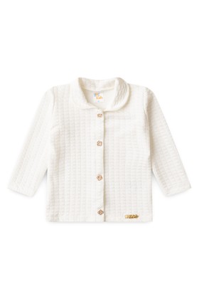 Conjunto Blusa e Calça Bubble Menina - Off-White - Ame Kids