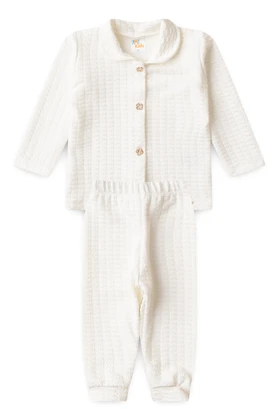 Conjunto Blusa e Calça Bubble Menina - Off-White - Ame Kids