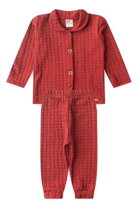 Conjunto Blusa e Calça Bubble Menina - Vermelho - Ame Kids