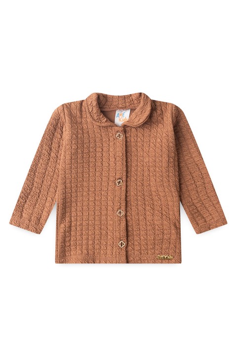 Conjunto Blusa e Calça Bubble Menina - Avelã - Ame Kids