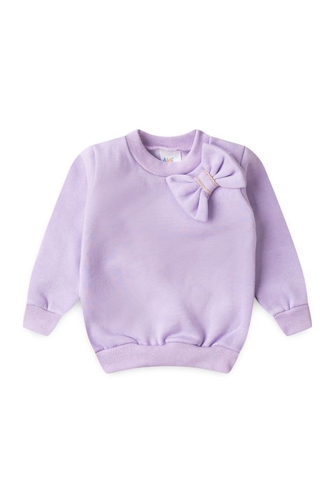 Conjunto Blusa Lacinho e Calça Moletom Menina - Lilás- Ame Kids