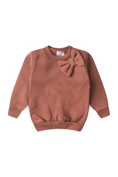 Conjunto Blusa Lacinho e Calça Moletom Menina - Avelã - Ame Kids