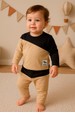 Conjunto Blusa Manga Longa e Calça - Areia e Preto - Ame Kids