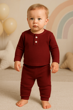 Conjunto Blusa Manga Longa e Calça Moscou - Bordô - Ame Kids
