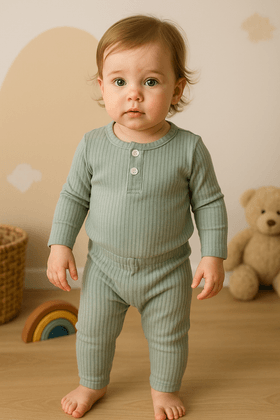 Conjunto Blusa Manga Longa Botões e Calça - Verde Jade - Ame Kids
