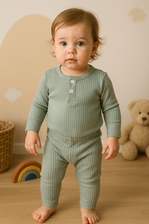 Conjunto Blusa Manga Longa Botões e Calça - Verde Jade - Ame Kids