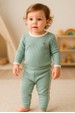 Conjunto Blusa Manga Longa Friso e Calça - Verde Jade - Ame Kids