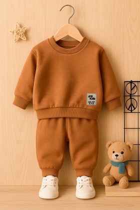 Conjunto Blusa Manga Longa e Calça Moletom - Avelã - Ame Kids