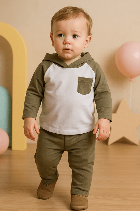 Conjunto Blusa Capuz Manga Longa e Calça - Verde - Ame Kids