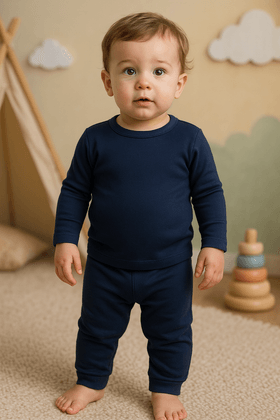 Conjunto Infatil Bebê Blusa e Calça Térmica - Azul Marinho - Ame Kids