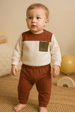 Conjunto Blusa Manga Longa Tricolor e Calça - Avelã - Ame Kids